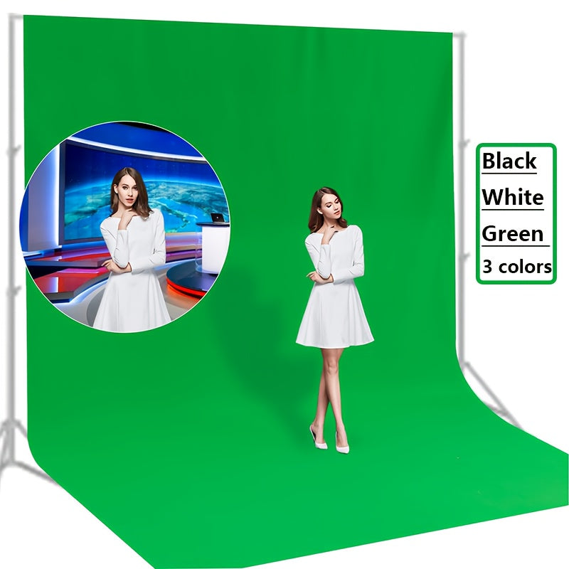 3.05meter*6.1meter Large Screen Backdrop for Photography, Black/White/Green 3 colors, Non-Reflective Fabric Wrinkle Free Photo Background for Zoom Meeting, Game Live Steaming and Photo Studio Shooting Props