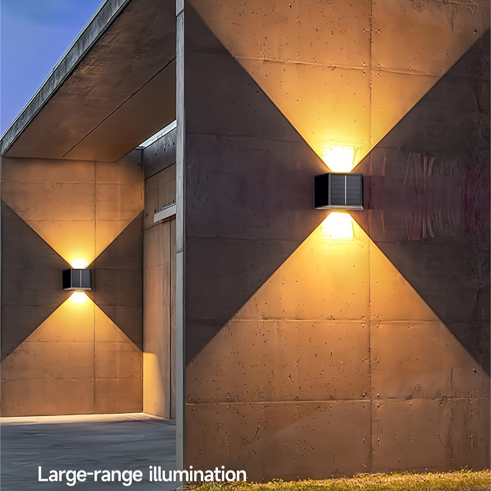 1pc Solar LED Wall Lights, Adjustable Lighting Range, Up & Down Wash Wall Lamp For Outdoor Garden, Patio, Ambient Light, Modern Villa Landscape, Pathway, Corridor
