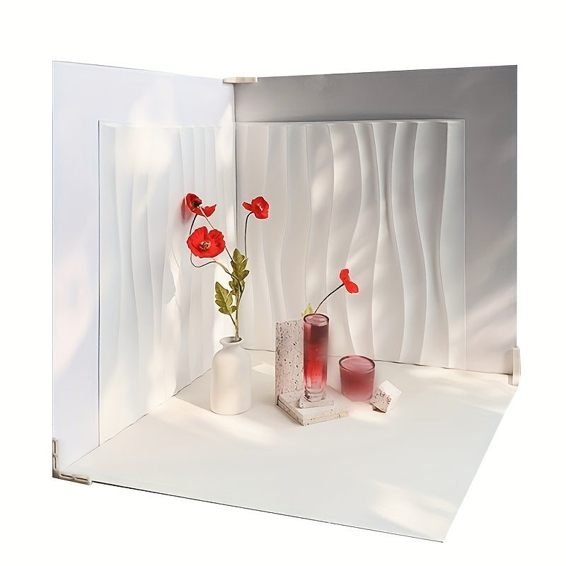 Set of 2 3D Water Wave Pattern PVC Photography Backdrop - Suitable for Cameras And Photo Props.