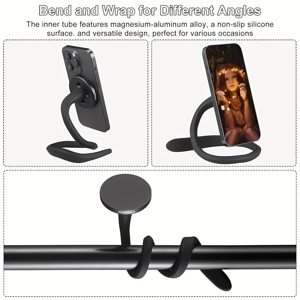 Flexible Magnetic Phone Holder with Gooseneck Arm - 41.91cm Long, Non-Slip Silicone Grip, Adjustable & Portable - Compatible with iPhone 15/14/13/12/11 Pro Max Plus Mini & Samsung - Ideal for Treadmills, Bikes, Wheelchairs, T