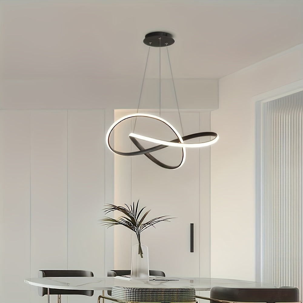 Modern Wave Design LED Chandelier, 1-Pack, Acrylic Semi Flush Mount Ceiling Light with Adjustable Height, Dimmable for Kitchen Island, Bedroom, Stairs, Hardwired Room Electrical, Includes Installation Hardware, perfect for Ch