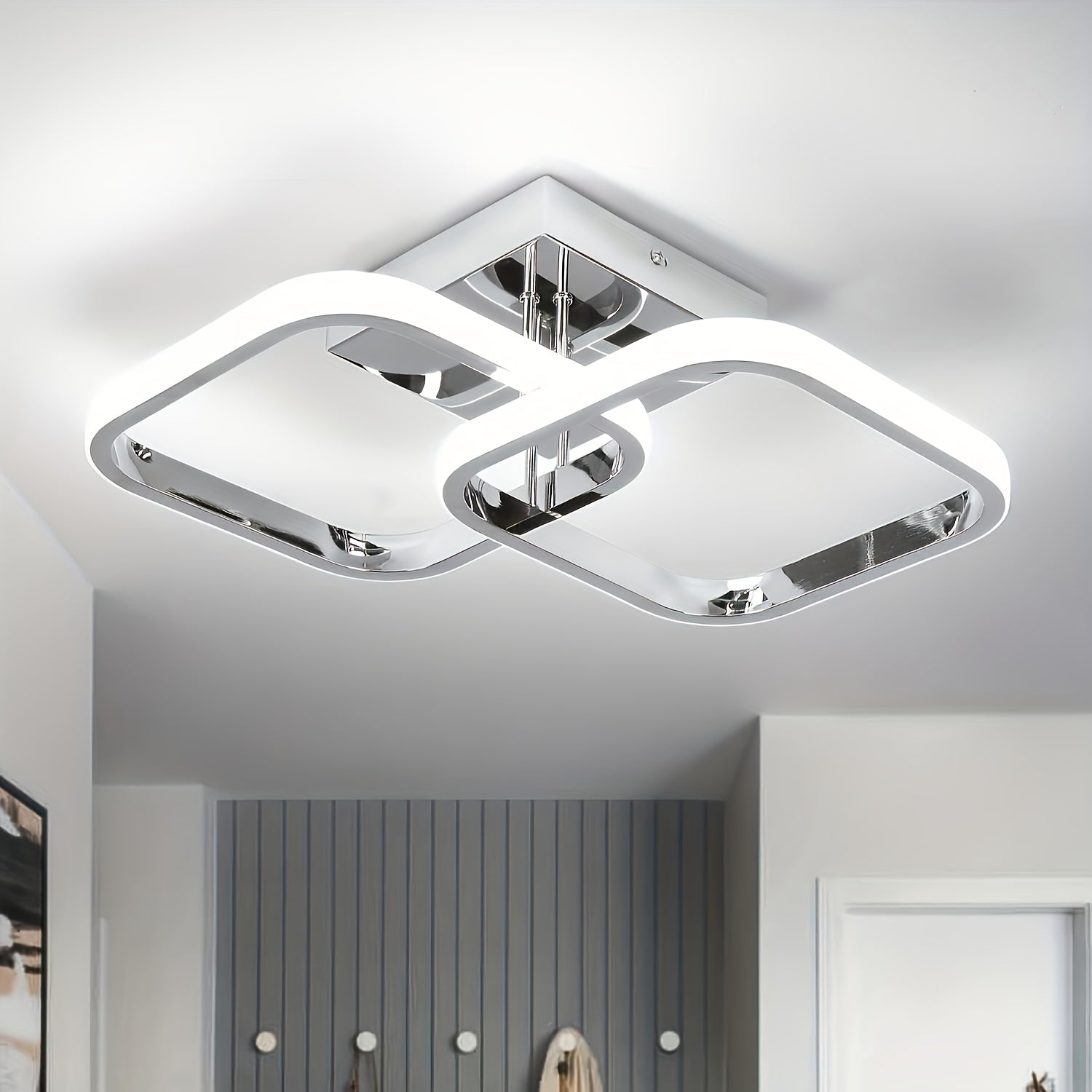 Industrial Style Square Shaped LED Ceiling Light, Creative Decorative Metal Pendant Light, Minimalist Design, LED Lights, 25-40w, 85V-265V, Room Electrical/Hard Wiring, Without Battery, Assorted Bulb Base Type, Blend Shape Bu