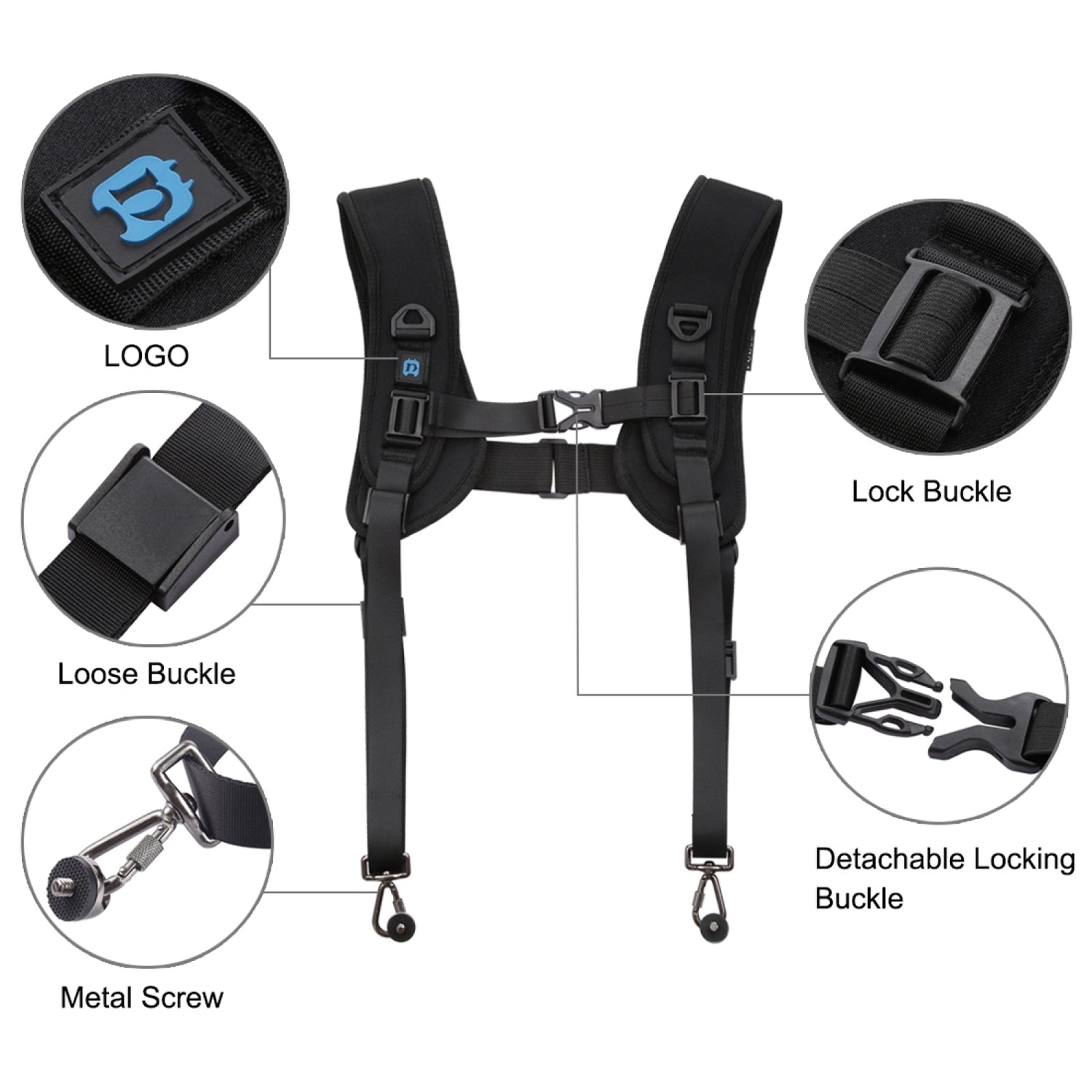 PULUZ Quick Release Double Shoulder Harness Soft Pad Decompression Foam Strap Belt For DSLR Digital Cameras