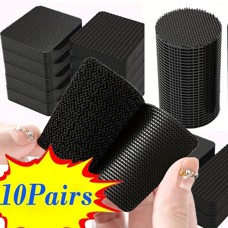 10pairs Invisible Fixing Stickers For Car Floor Mats, High Viscosity Snap Fasteners, Anti Slip And High-temperature Resistant Double-sided Adhesive, And Car Backing Adhesive Patches