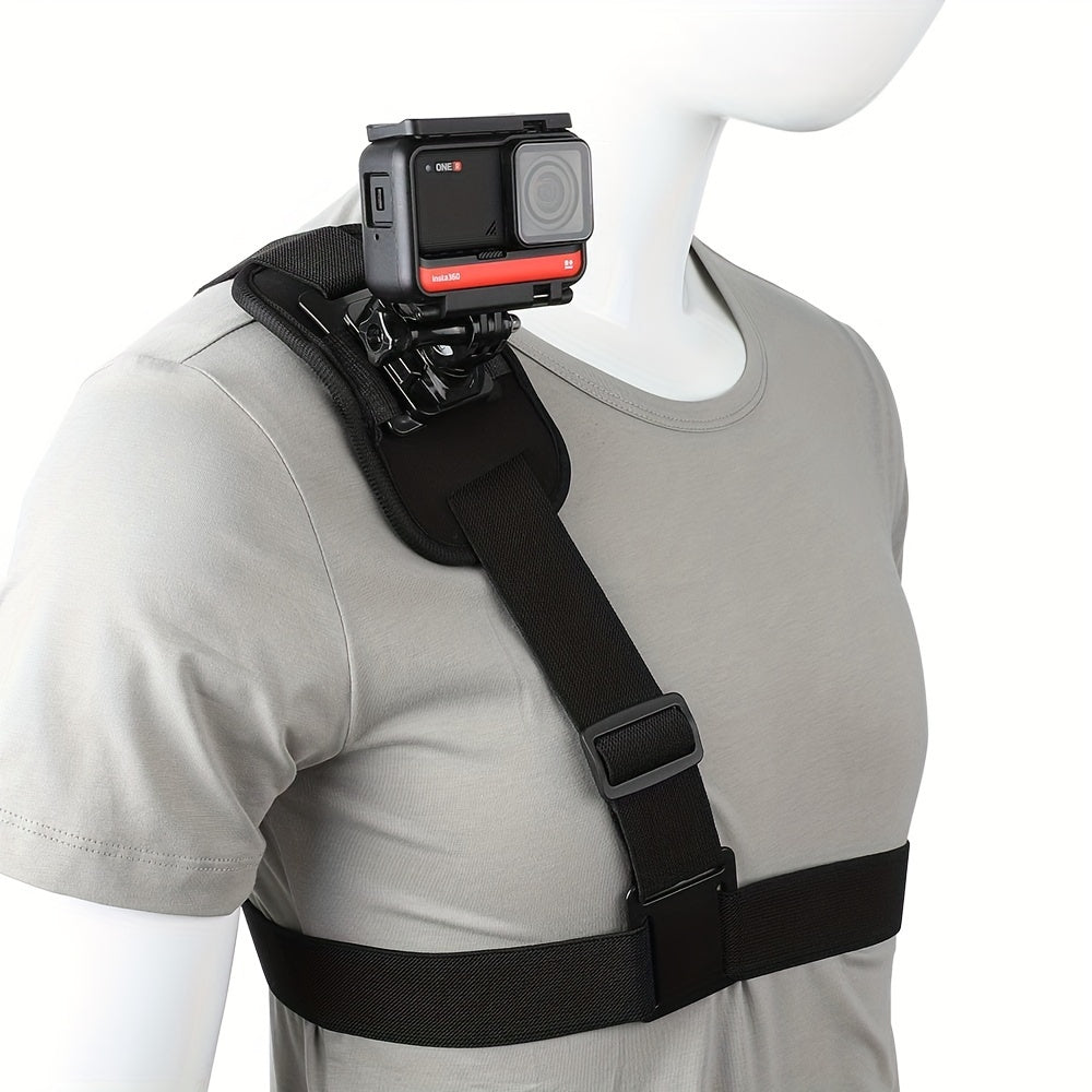 Adjustable Polyester Action Camera Harness - Hands-Free Shoulder Support for Sports Cameras, Comfortable & Durable, Ideal for Adventure Filming