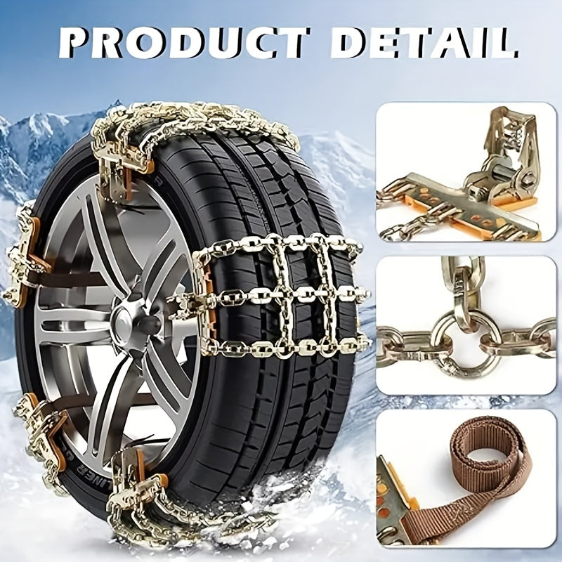 Fast Delivery 4/8pcs Durable Steel Tire Chains for Cars, SUVs & Trucks - Easy Install Buckle, Fits 225-285mm Width, Random Gasket Colors