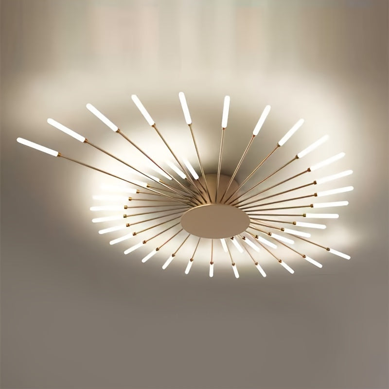 28-head, 42-head Luxury Warm Light LED Ceiling Lamp - Modern Indoor Lighting for Living Room, Dining Room, Bedroom - Fireworks Pattern, Energy Saving, Simple and Modern Style, Easy Installation