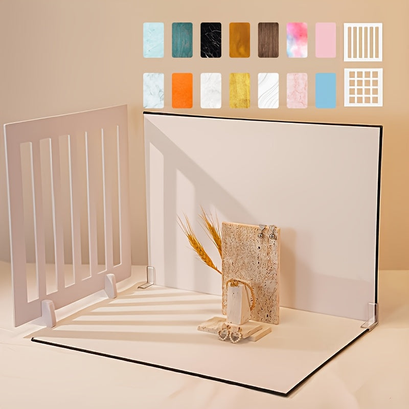 A Set of 10 Photography Backdrops Featuring 14 Unique Designs - Perfect for Jewelry And Small Items | Durable Cardboard Photo Backdrop Panels