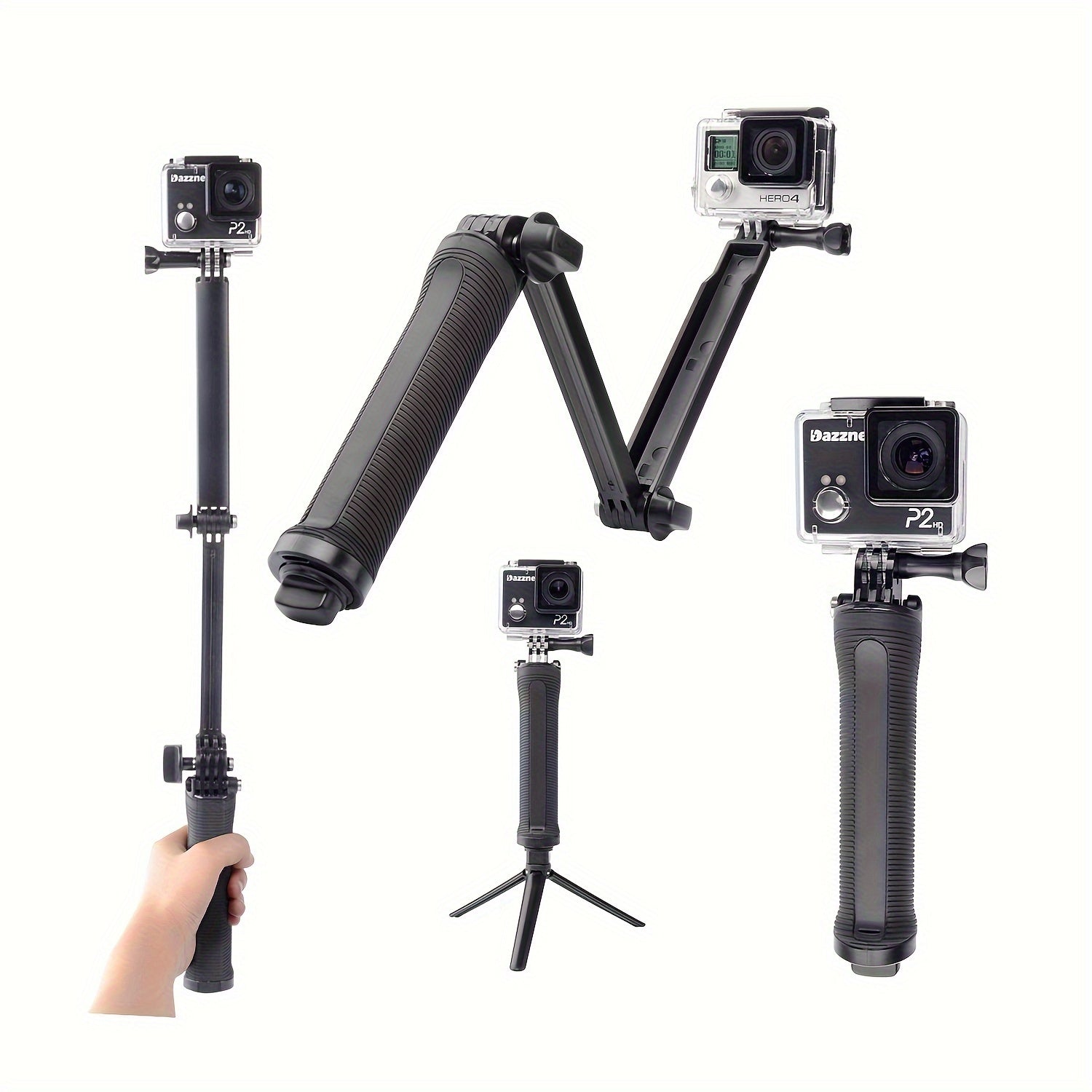 The Three-fold Selfie Stick Tripod For GoPro And DJI Osmo Action Cameras