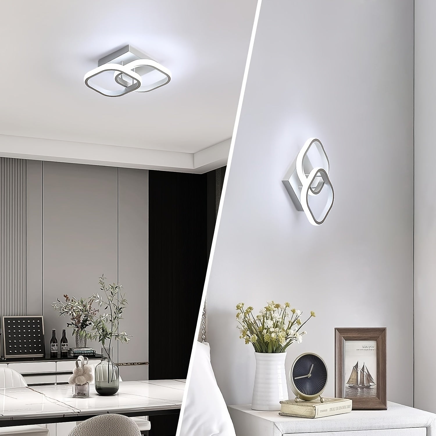 1pc Modern LED Ceiling Light Fixture - Aluminum Alloy, Square, Energy-Efficient, Recessed, 3000-6000K Adjustable Color Temperature, Push Control, 3-Level Dimming, Ceiling Mount, Removable, Hardwired, No Battery, for Bedroom,