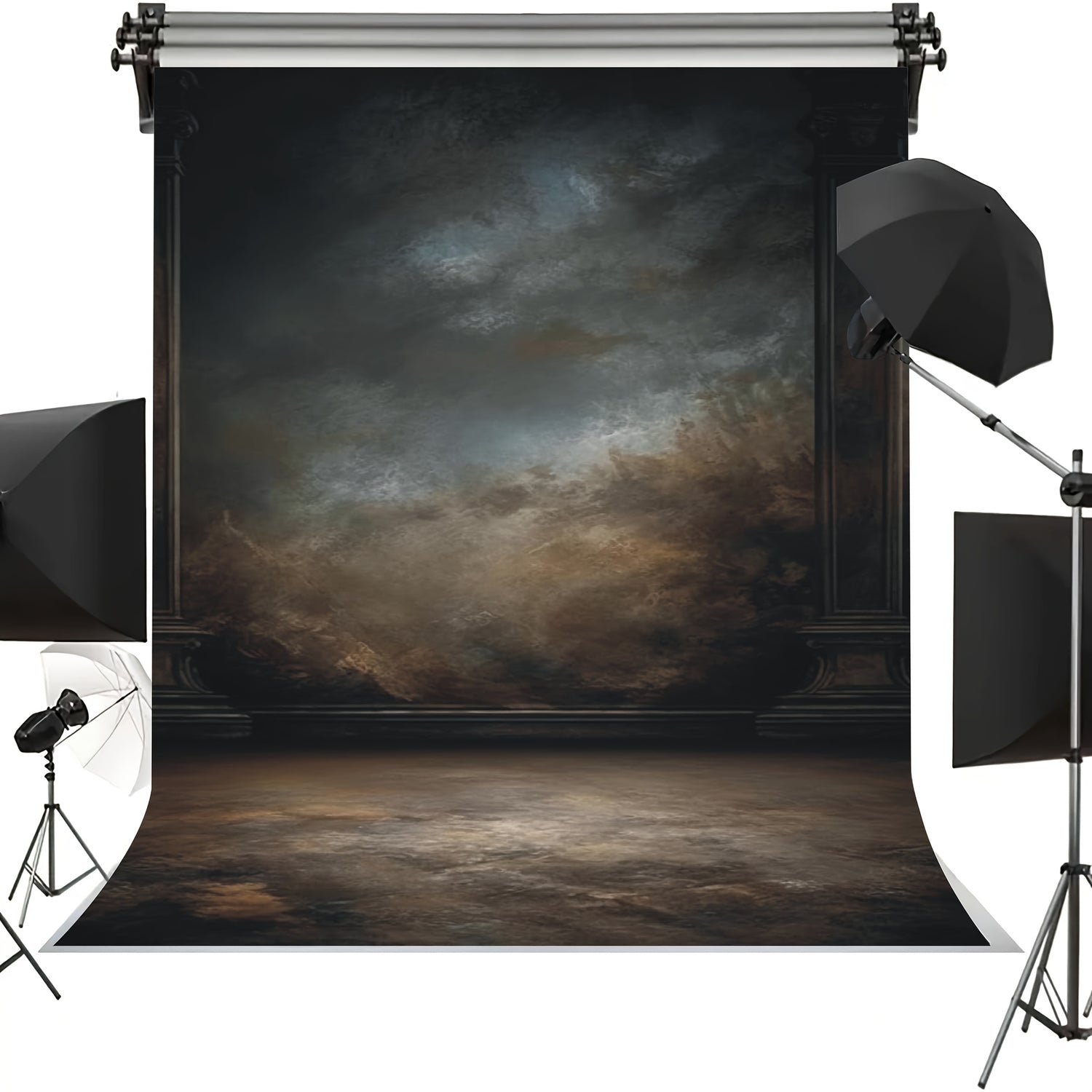 Black Abstract Vinyl Photography Backdrop 152.4x91.44cm/152.4x213.36cm - Perfect for Portraits, Photo Booths & Events