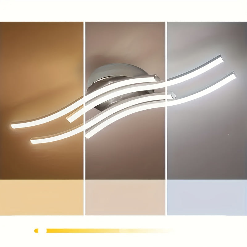 Modern Minimalist LED Ceiling Light Fixture - Sleek Wave Design, Adjustable Brightness, Flush Mount for Living Room, Bedroom, Kitchen, Corridor, Staircase - Commercial Use, Hotel & Restaurant Decor, Adjustable Lighting|Sleek