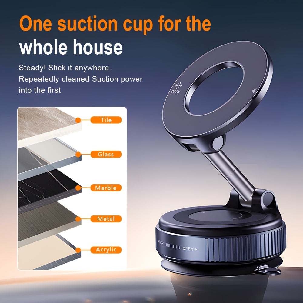Vacuum Adsorption Bracket Magnetic Mobile Phone Holder, 360 Degree Multi-angle Rotation Car Mobile Phone Holder, Foldable and Retractable Multifunctional Magnetic Mobile Phone Holder, Compact and Lightweight Easy-to-Carry Mob