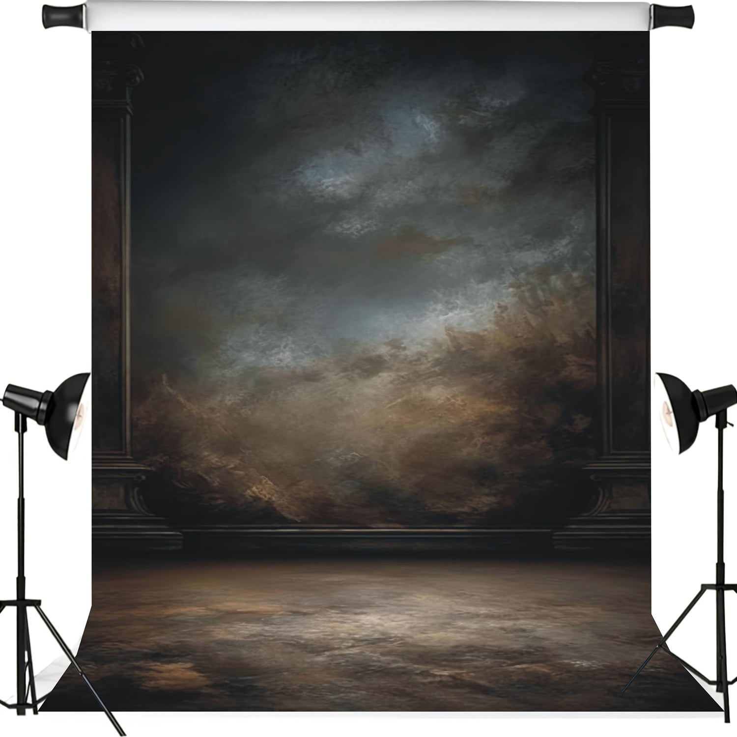 Black Abstract Vinyl Photography Backdrop 152.4x91.44cm/152.4x213.36cm - Perfect for Portraits, Photo Booths & Events