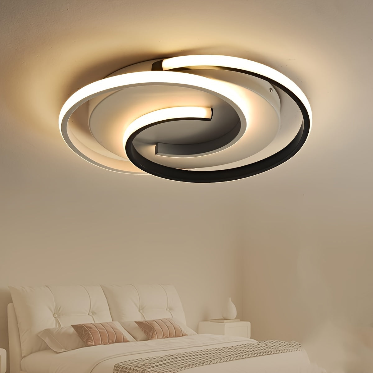 LED ceiling light source, 3000K/4000K/6000K modern ceiling light, black and white bedroom light source, round, living room light source with, for living room, bedroom, office