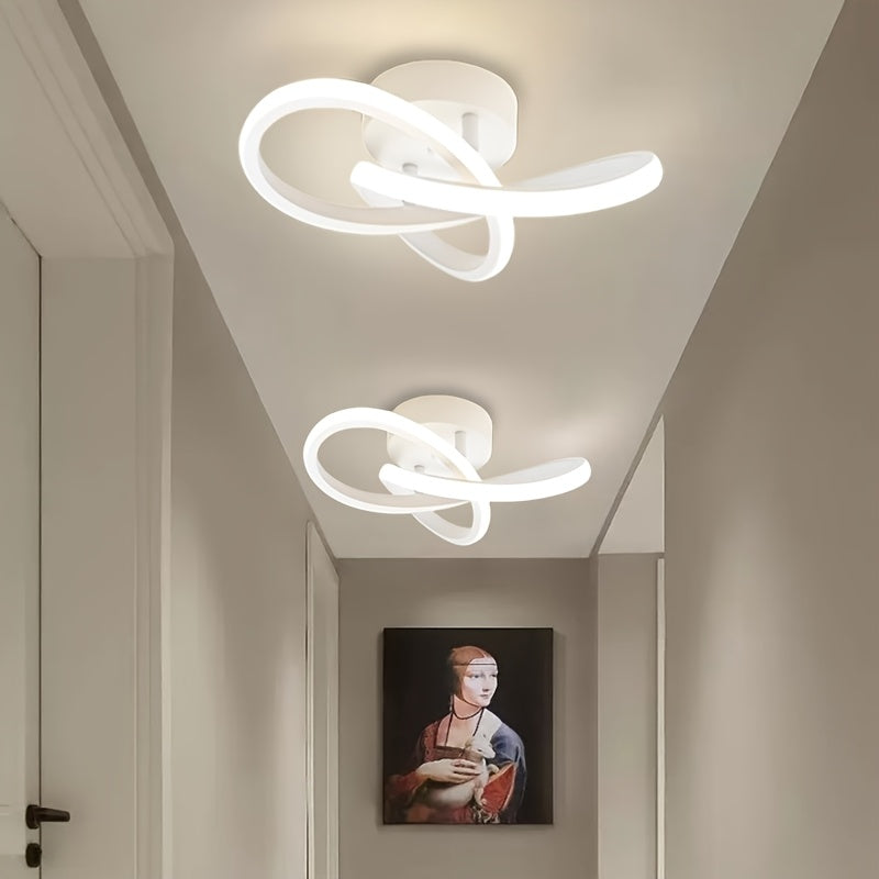 Modern LED Ceiling Light, Adjustable Color Temperature, Metal, for Living Room, Kitchen, Bedroom, Balcony, Indoor Use, Hardwired, 85V-265V, White/Black