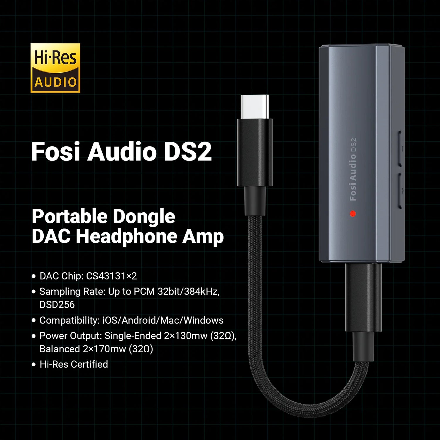 Fosi Audio DS2 Mini Audio USB DAC Dongle