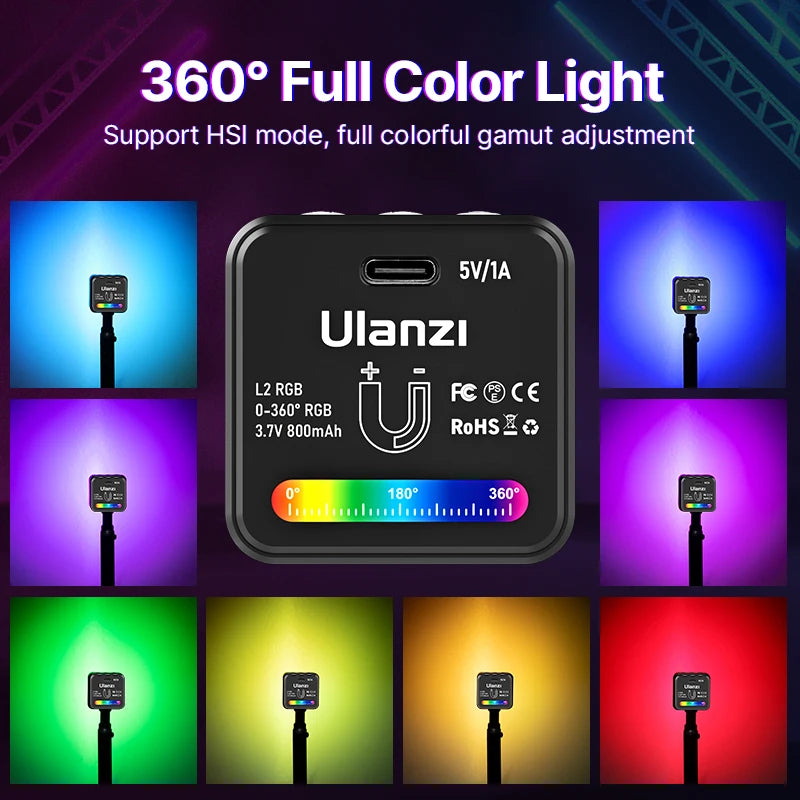 RGB Mini COB Video Light - Full Color Magnetic With Diffuser