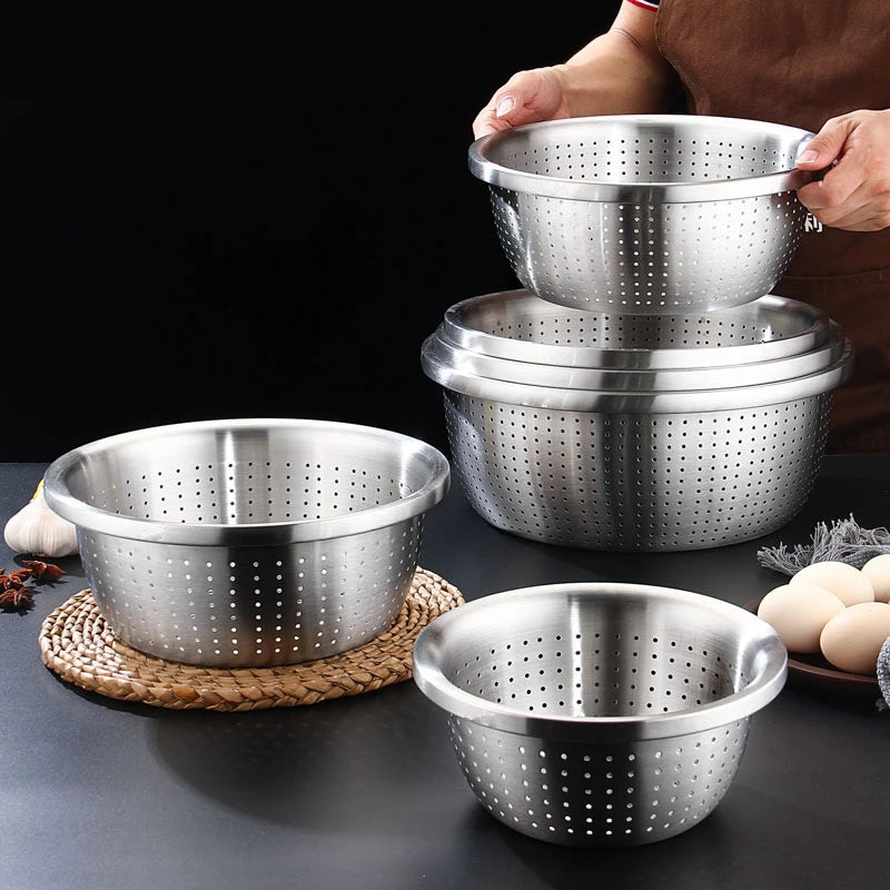 Round Drain Colander - Rice, Fruit, Vegetable Strainer