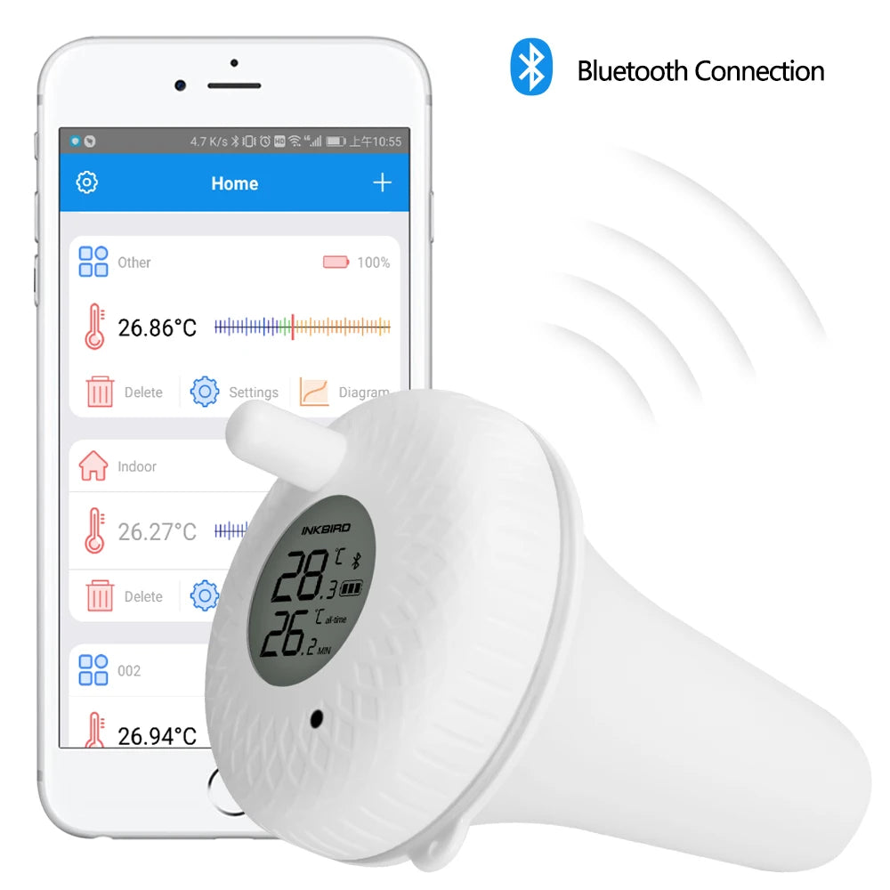 Waterproof Digital Bluetooth Connected Floating Pool Thermometer