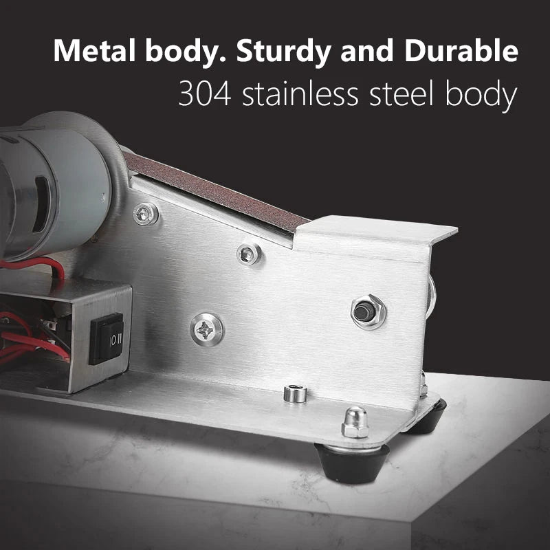 Multifunctional Mini Electric Belt Sander DIY Cutter Edges Sharpener  Adjustable Speed Polisher Machine 10PCS Belt 110V/220V