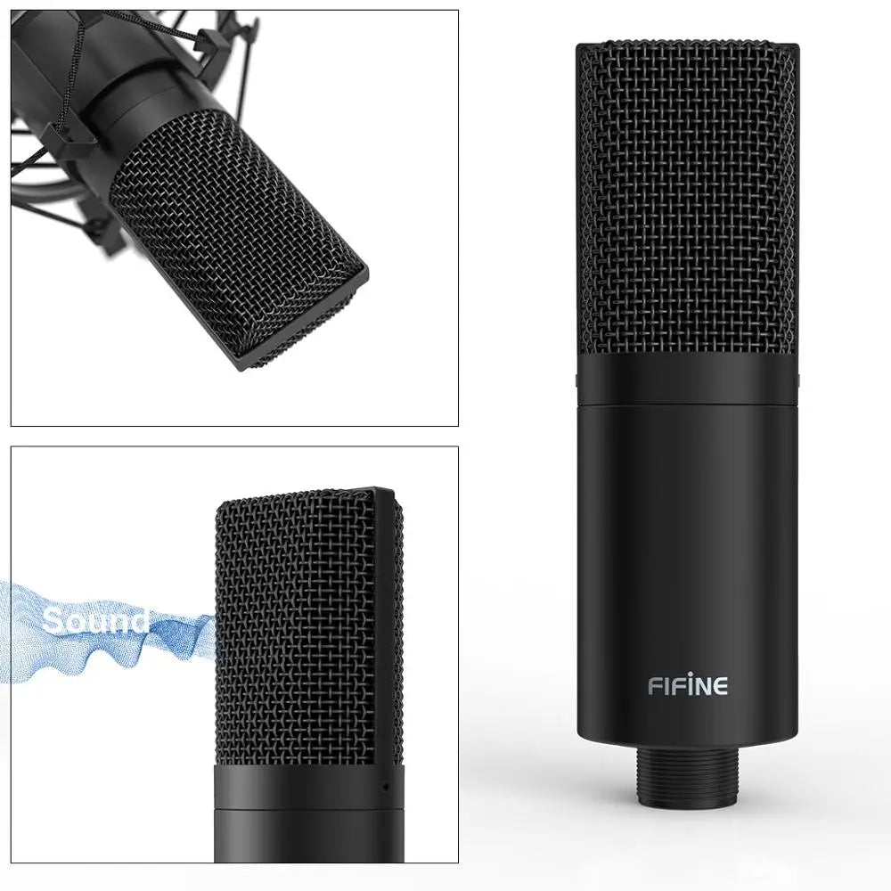 Fifine USB Condenser Microphone with Adjustable Desktop Arm