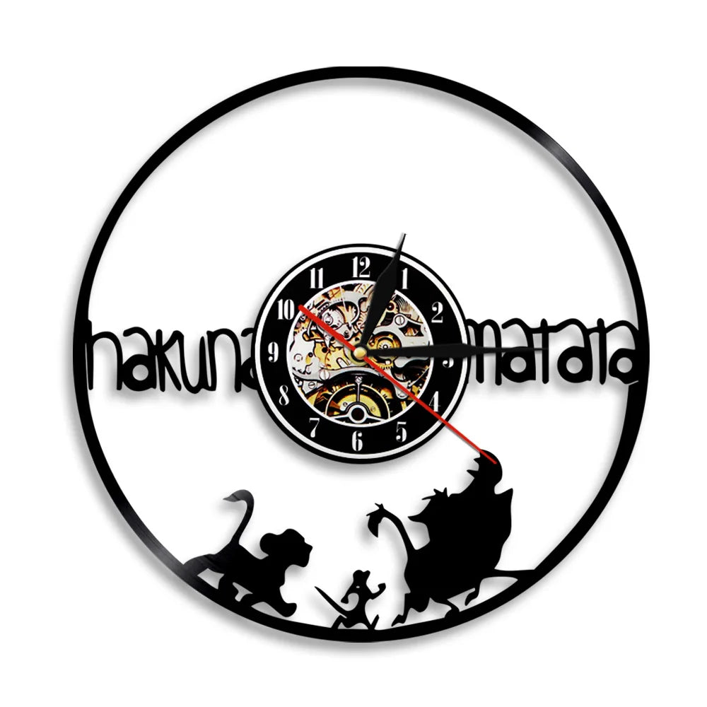 American Lion Adventure Movie Vinyl Record Wall Art Clock Leo Fantasy Legend Room Silent Home Decor Film Lover Gift Watch