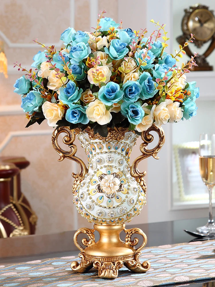 Luxury Resin Vase - Stereoscopic Fowers Arrangement Wobble Plate