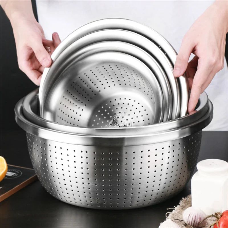 Round Drain Colander - Rice, Fruit, Vegetable Strainer