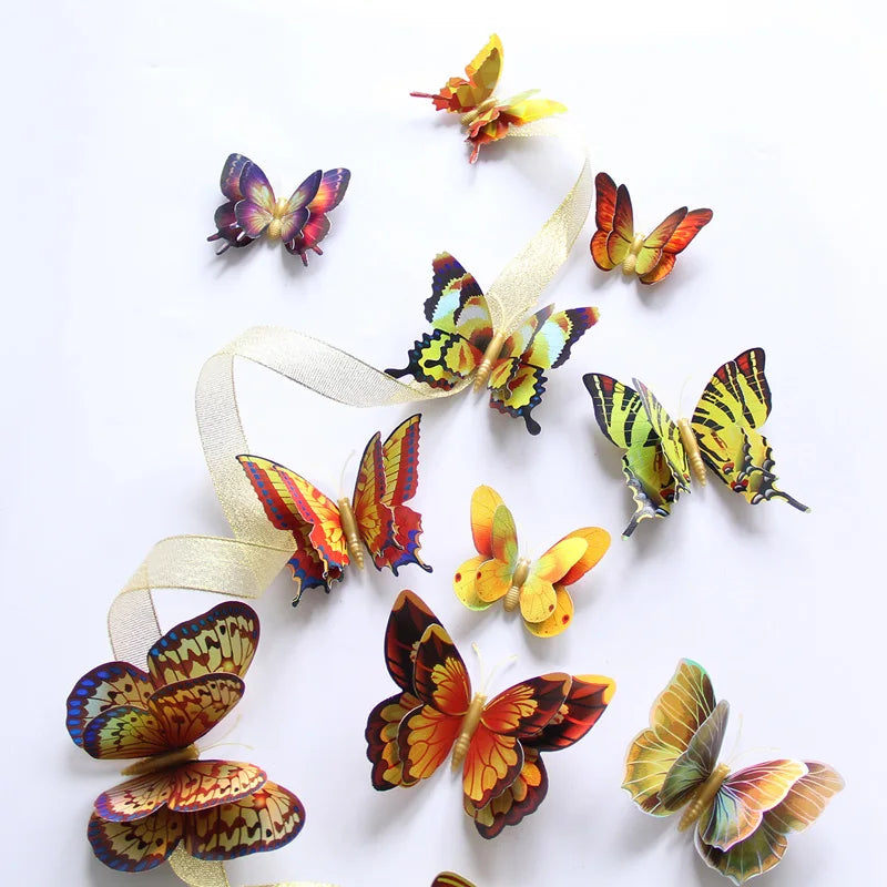 Double Layer 3D Butterfly Wall Stickers - 12Pcs