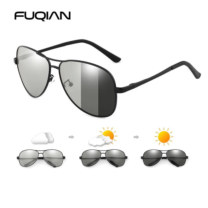 Classic Pilot Photochromic Sunglasses Men Women Fashion Chameleon Polarized Sun Glasses Male Driving Change Color Night Vision