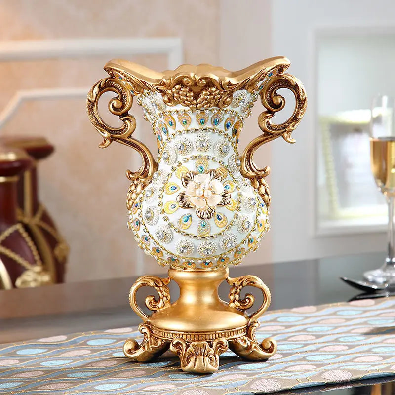 Luxury Resin Vase - Stereoscopic Fowers Arrangement Wobble Plate