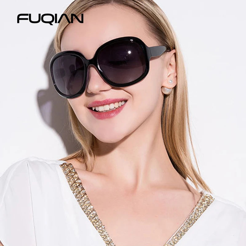 Brand Design Elegant Oversized Polarized Sunglasses Women Fashion Big Round Sun Glasses Ladies Vintage Outdoor Anti Glare Shades