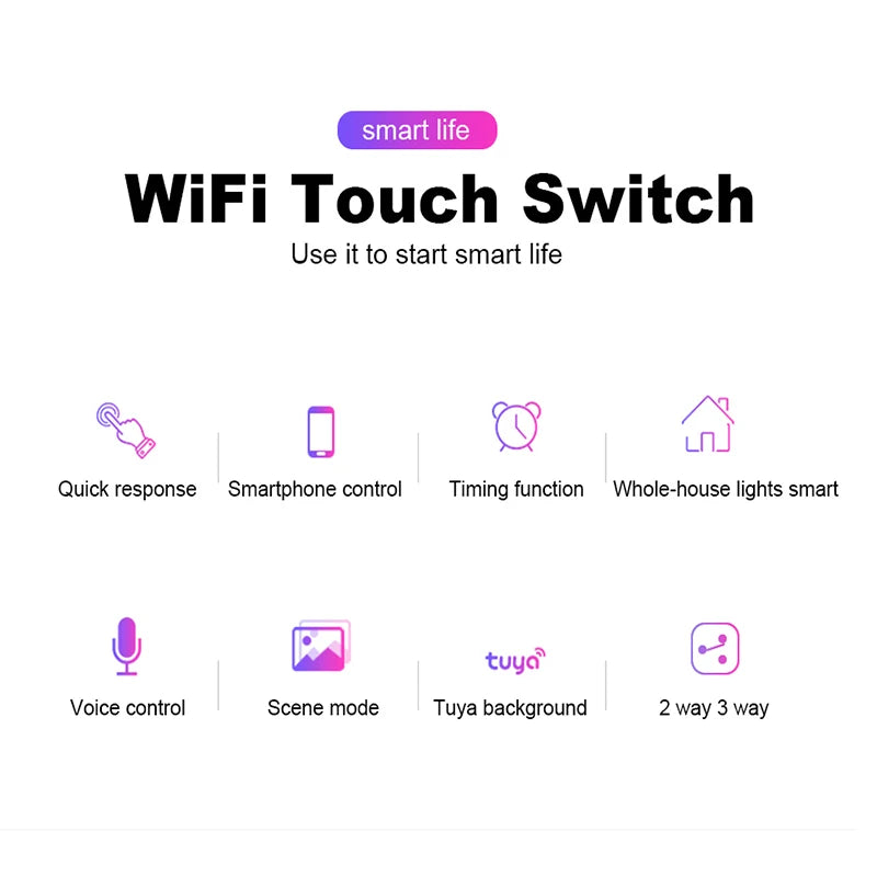 Wifi Wall Touch Sensitive Switch - Remote Control Wireless Smart Switch