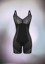 tummy-control-body-shaper-removable-straps-strapless-lace-bodysuit-mesh-panel-shapewear