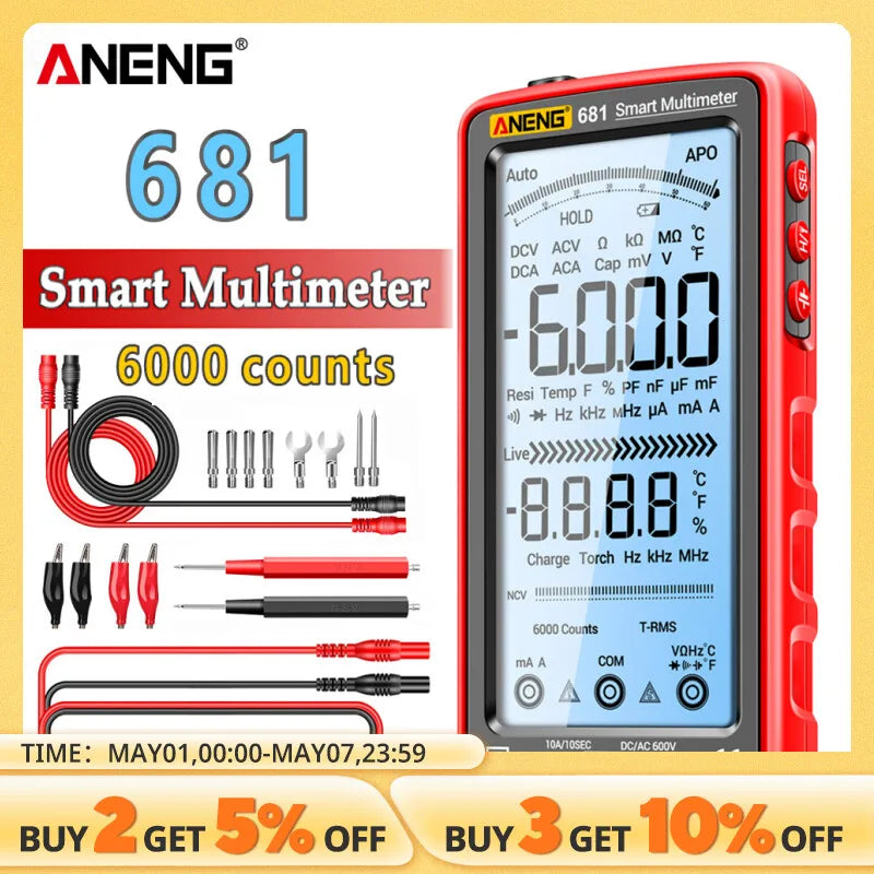 Rechargable Digital Multimeter - Non-contact Voltage Tester