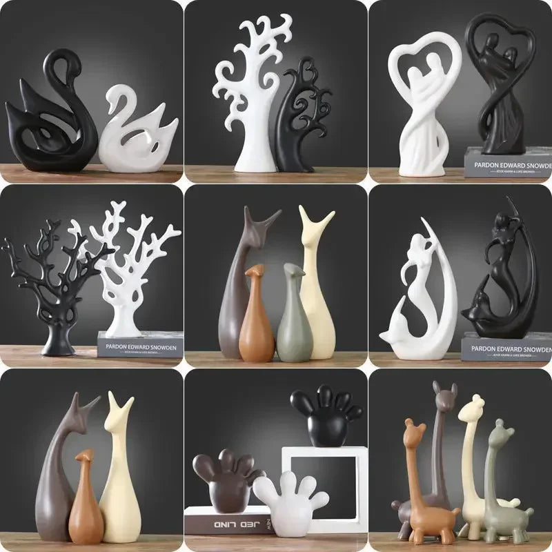 Nordic Gray Cute Ceramic Adornments Figurines Decoration