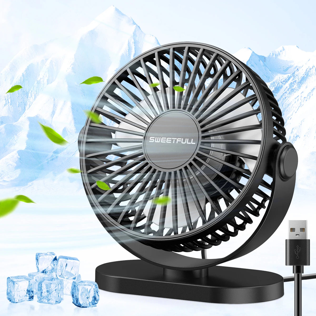 Electric Fan Portable Cooling Laptops Silent USB Fan Three Speed Adjustment for Home Office Desktop Outdoor Camping Mini Fan