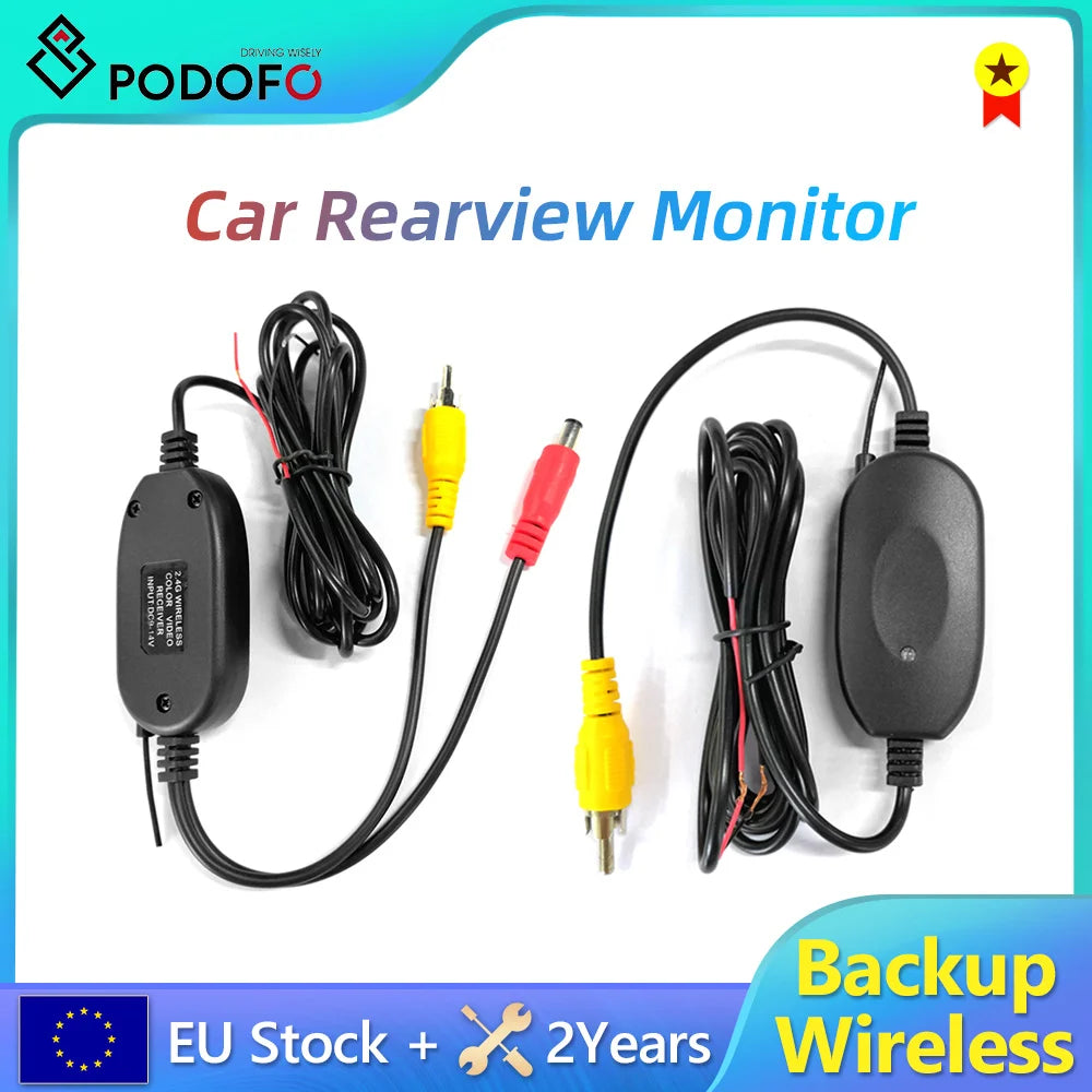 Podofo 2.4G Wireless Transmitter & Receiver for Car Reverse Rear View Backup Camera and Monitor Parking Assistance Vehicle CAM