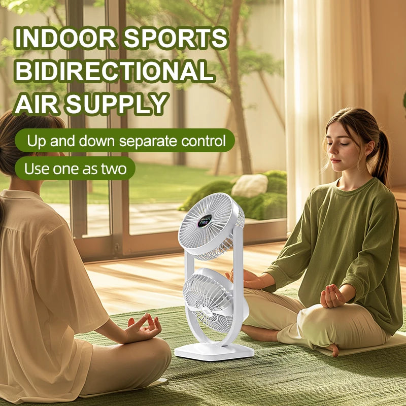 Double-Head Electric Fan - USB Rechargeable - Strong Wind