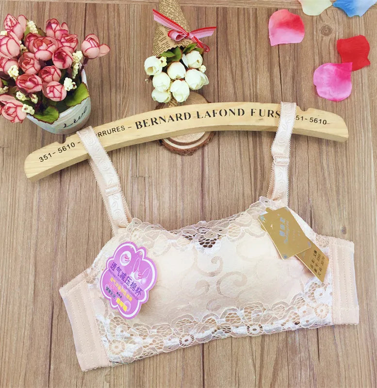 Bra Chest 3D Bra No Trace Anti-light Bra Cross Brazing Thick Section Girl's Strapless Bra With Anti Glare Lace Chest Bra