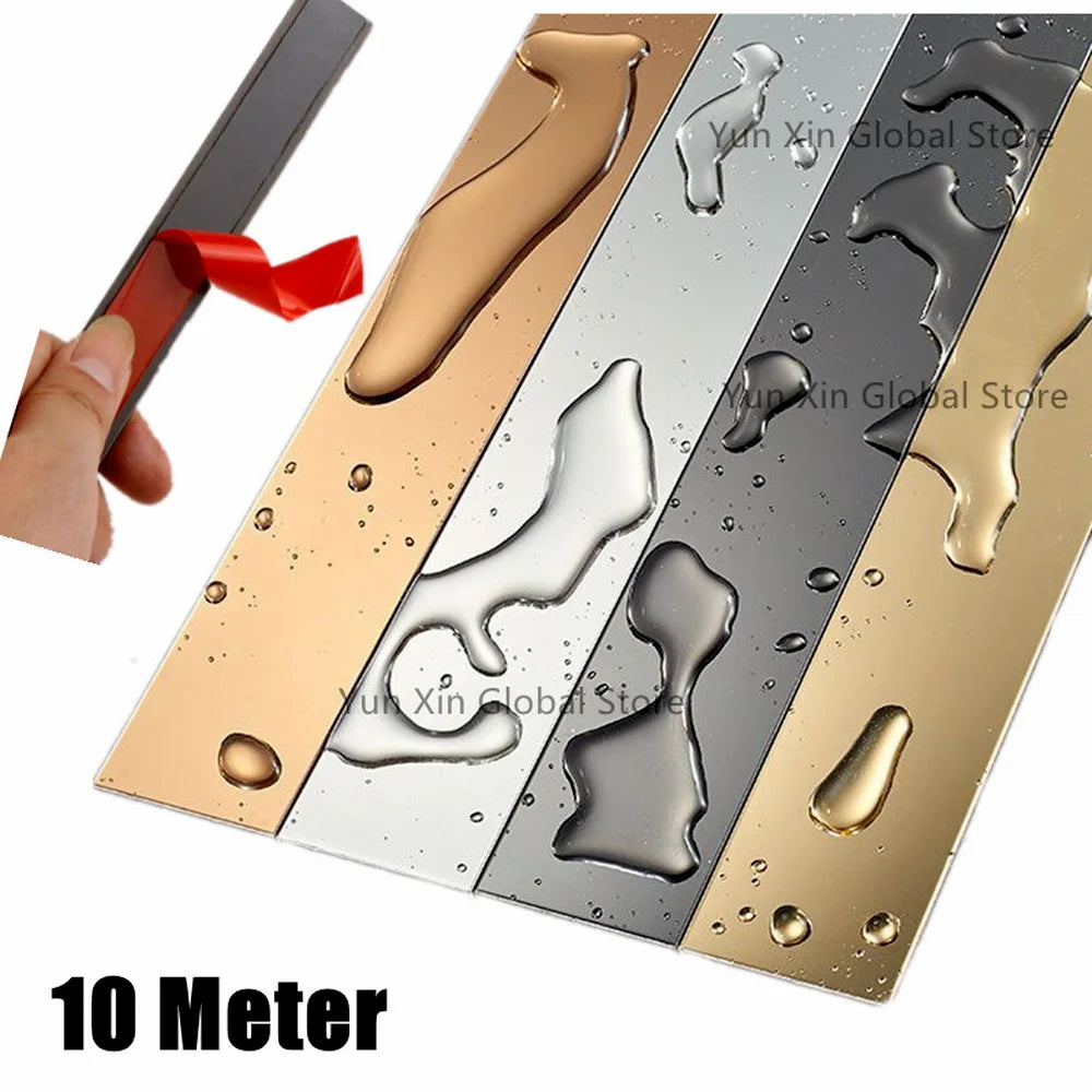 Gold Wall Sticker Strip - Flat Self Adhesive Sticker - 10M