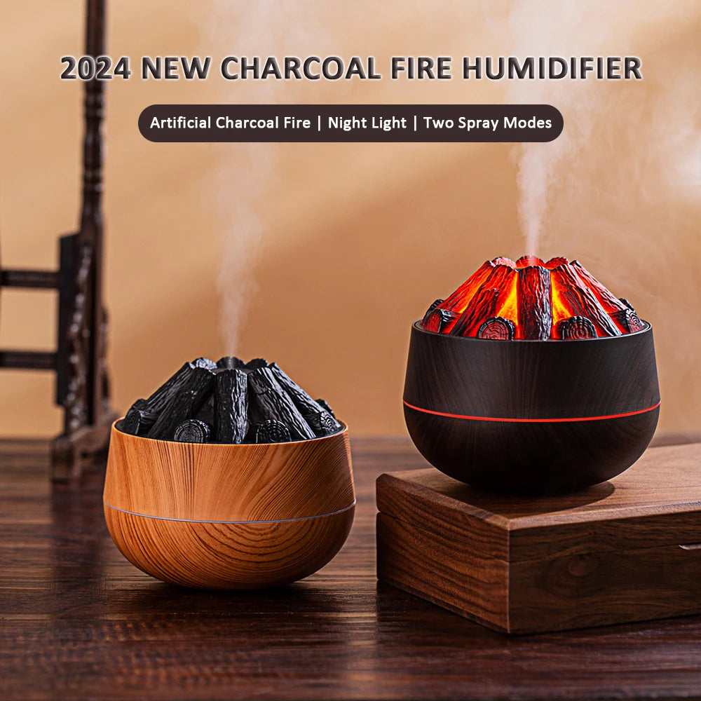 Artificial Charcoal Fire Air Humidifier - Aroma Diffuser - 300ML