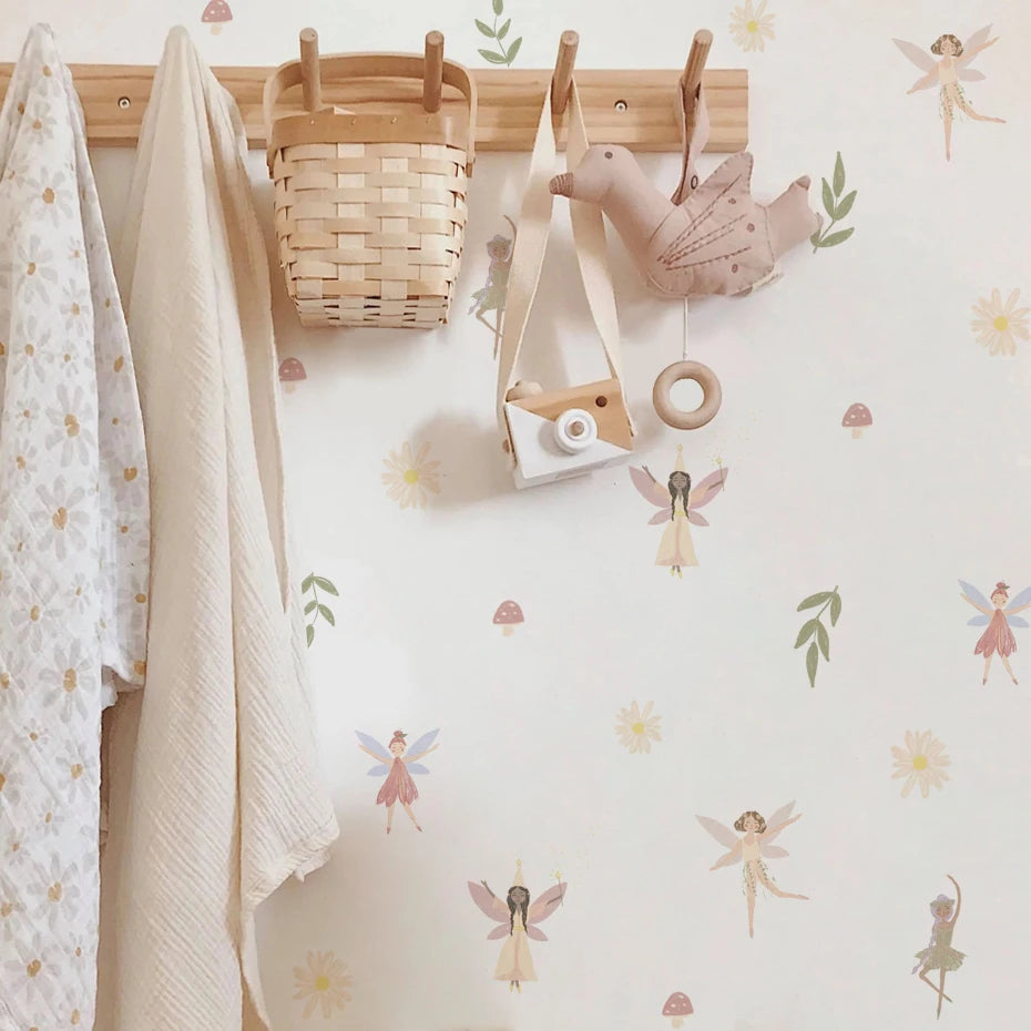 Fairy Wall Decals Elf Moon Clouds Wall Stickers Peel and Stick Art Decor for Girls Bedroom Baby Nursery Kids Toddler Playroom