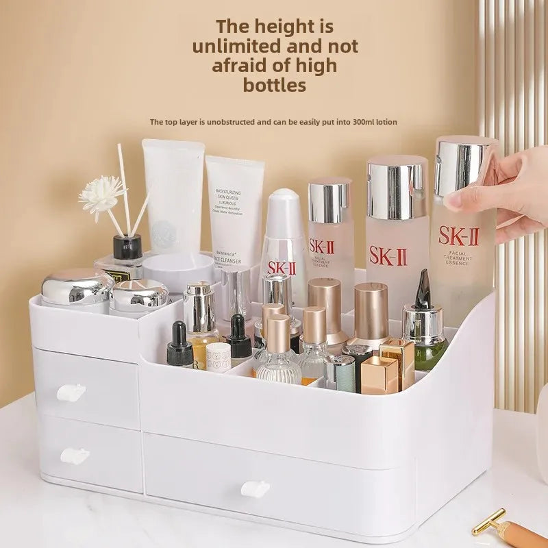 Cosmetic Storage Box With Drawer - Lipstick Makeup Brush Organizer