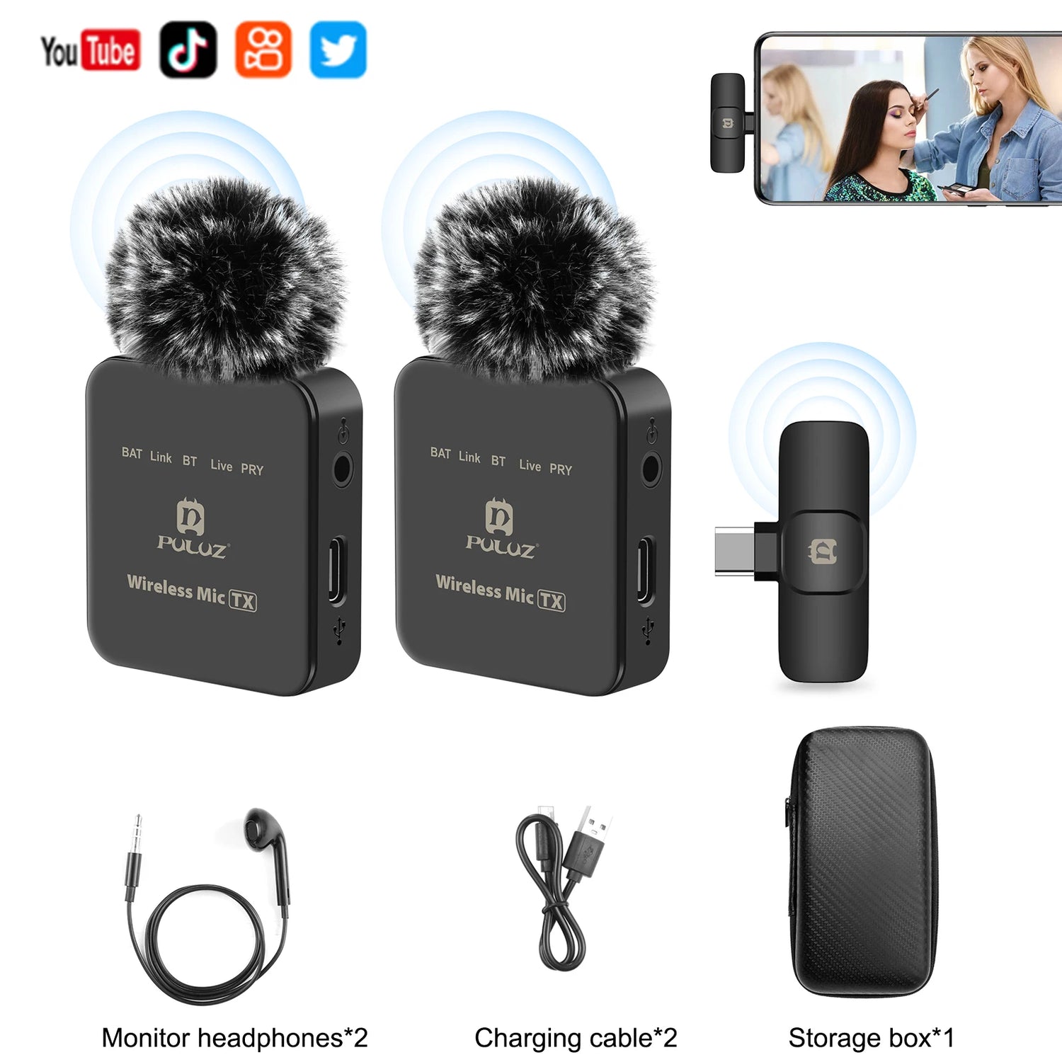 PULUZ 2.4G Wireless Lavalier Microphone