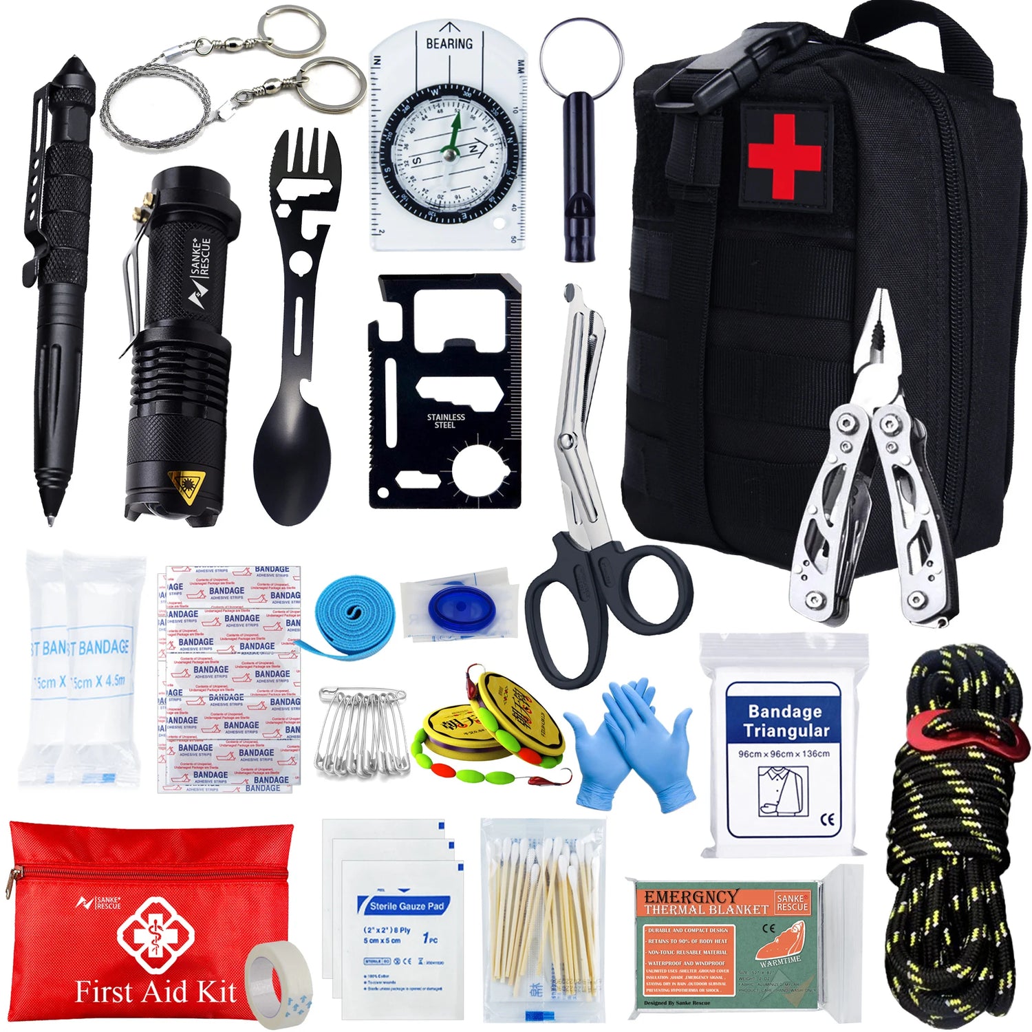 Survival First Aid Kit - Outdoor Emergency Trauma Bag