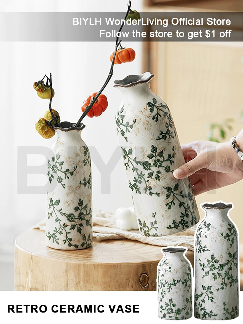 Hydroponic Flower Arrangement Pastoral Style Green Vase