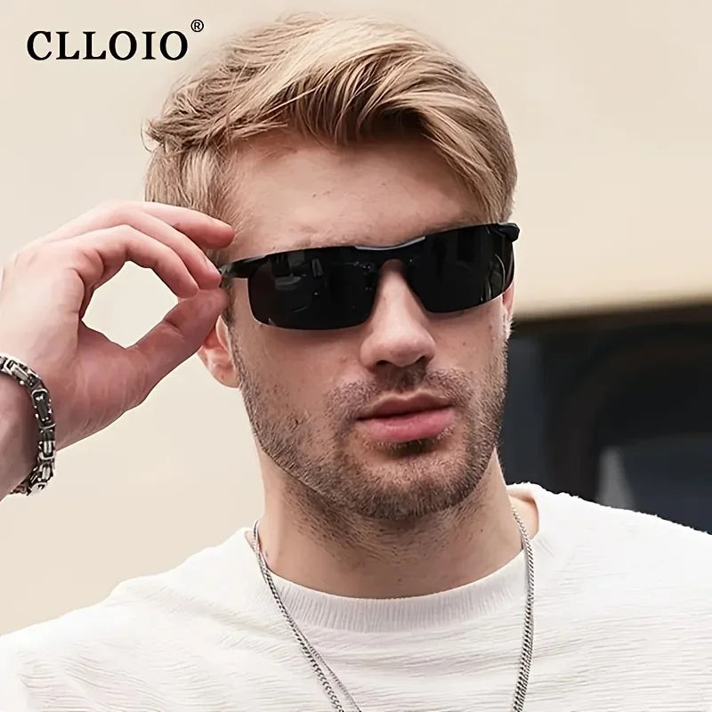 CLLOIO Brand Men's Polarized Sunglasses Aluminum Frame UV400 Anti-Glare Sun Glasses Male Driving Glasses Rimless Oculos De Sol