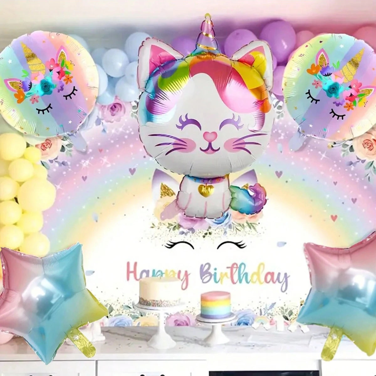 5 pieces Unicorn Cat 18-inch aluminum foil balloons